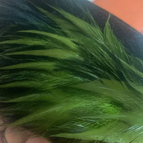 Vintage Union Made USA Red Green Black Feathered Hat Vintage Feather Hat - Union Made in USA - Orange, Green, and  main image 4